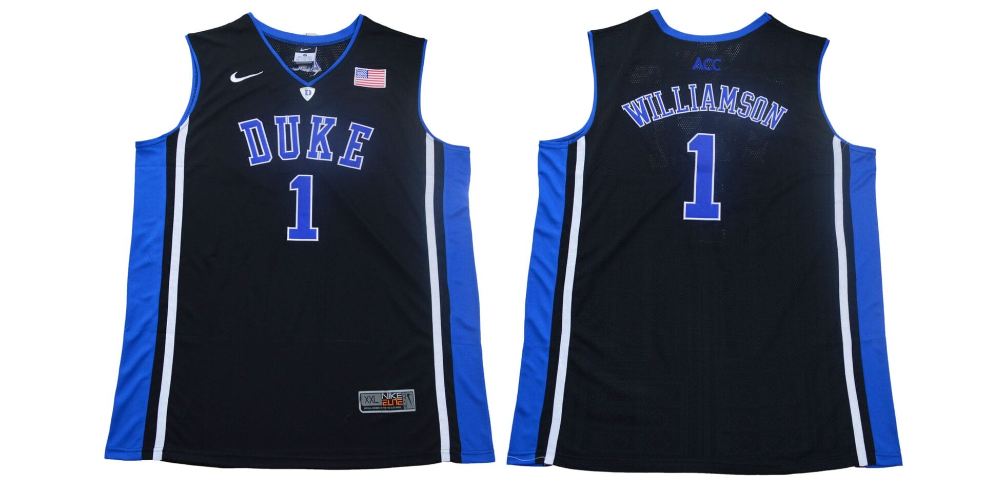 Zion Williamson Jersey #1 Duke Blue Devils Basketball NCAA Basketball Black Elite