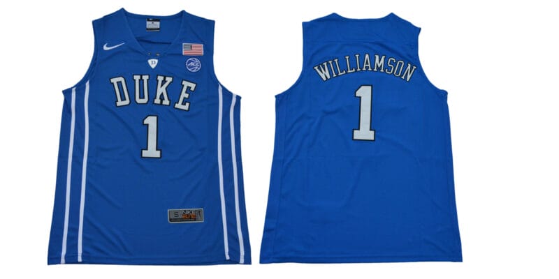 Zion Williamson Jersey #1 Duke Blue Devils Basketball NCAA Basketball Blue