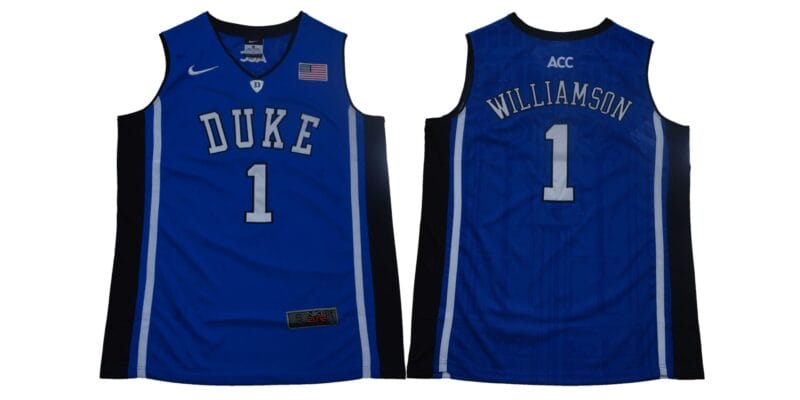 Zion Williamson Jersey #1 Duke Blue Devils Basketball NCAA Basketball Blue Elite