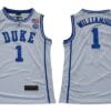 Zion Williamson Jersey #1 Duke Blue Devils Basketball NCAA Basketball White Round Neck