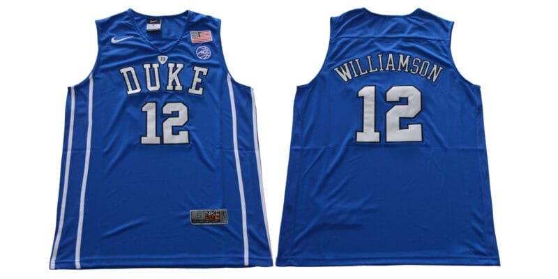 Williamson Jersey #12 Duke Blue Devils Basketball NCAA Basketball Blue