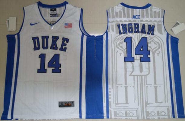 Brandon Ingram Jersey #14 Duke Blue Devils Basketball NCAA Basketball White Elite