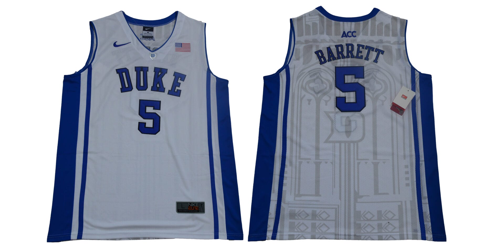RJ Barrett Jersey #5 Duke Blue Devils Basketball NCAA Basketball White Elite