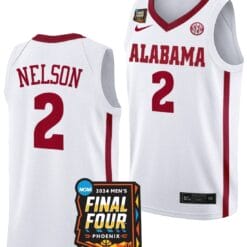 Grant Nelson Jersey #2 Alabama Crimson Tide 2024 NCAA March Madness Final Four Basketball White