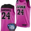 Gabbie Marshall Jersey #24 Iowa Hawkeyes Basketball 2024 NCAA March Madness Final Four Pink