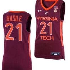 Grant Basile Jersey Virginia Tech Hokies College Basketball Away Maroon #21