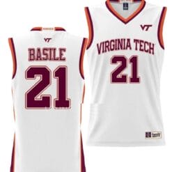 Grant Basile Jersey Virginia Tech Hokies College Basketball NIL Pick-A-Player White #21