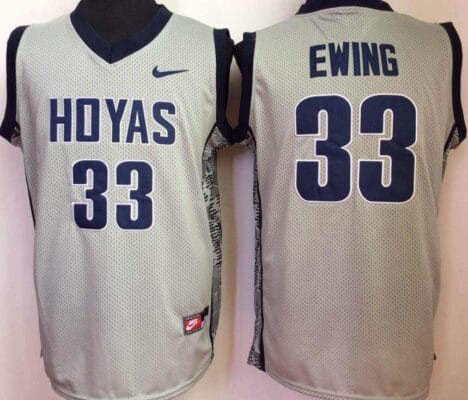Patrick Ewing Jersey #33 Georgetown Hoyas NCAA Basketball White Gray