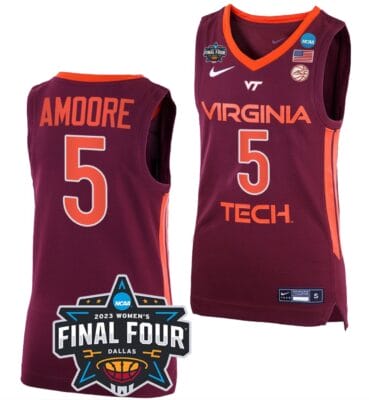 Georgia Amoore Jersey Virginia Tech Hokies College Basketball 2023 NCAA Final Four Maroon #5