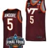 Georgia Amoore Jersey #5 Virginia Tech Hokies College Basketball 2023 NCAA March Madness Final Four Maroon