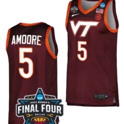 Georgia Amoore Jersey #5 Virginia Tech Hokies College Basketball 2023 NCAA March Madness Final Four Maroon
