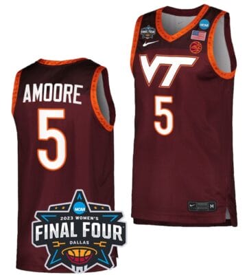 Georgia Amoore Jersey #5 Virginia Tech Hokies College Basketball 2023 NCAA March Madness Final Four Maroon