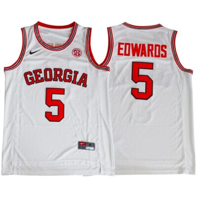 Anthony Edwards Jersey #5 Georgia Bulldogs NCAA Basketball White