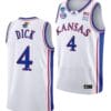 Gradey Dick Jersey #4 Kansas Jayhawks College Basketball 2023 NCAA March Madness White