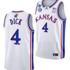 Gradey Dick Jersey #4 Kansas Jayhawks College Basketball 2023 NCAA March Madness White