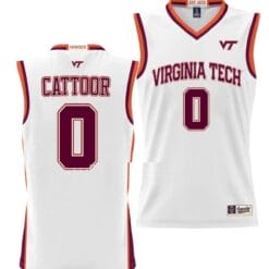 Hunter Cattoor Jersey Virginia Tech Hokies College Basketball NIL Pick-A-Player White #0