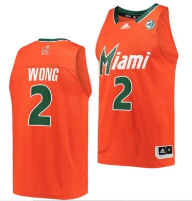 Isaiah Wong Jersey Miami Hurricanes College Basketball Reverse Retro Orange #2