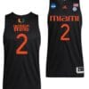 Isaiah Wong Jersey #2 Miami Hurricanes College Basketball 2022 NCAA March Madness Sweet Black