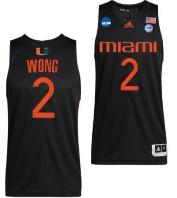 Isaiah Wong Jersey #2 Miami Hurricanes College Basketball 2022 NCAA March Madness Sweet Black