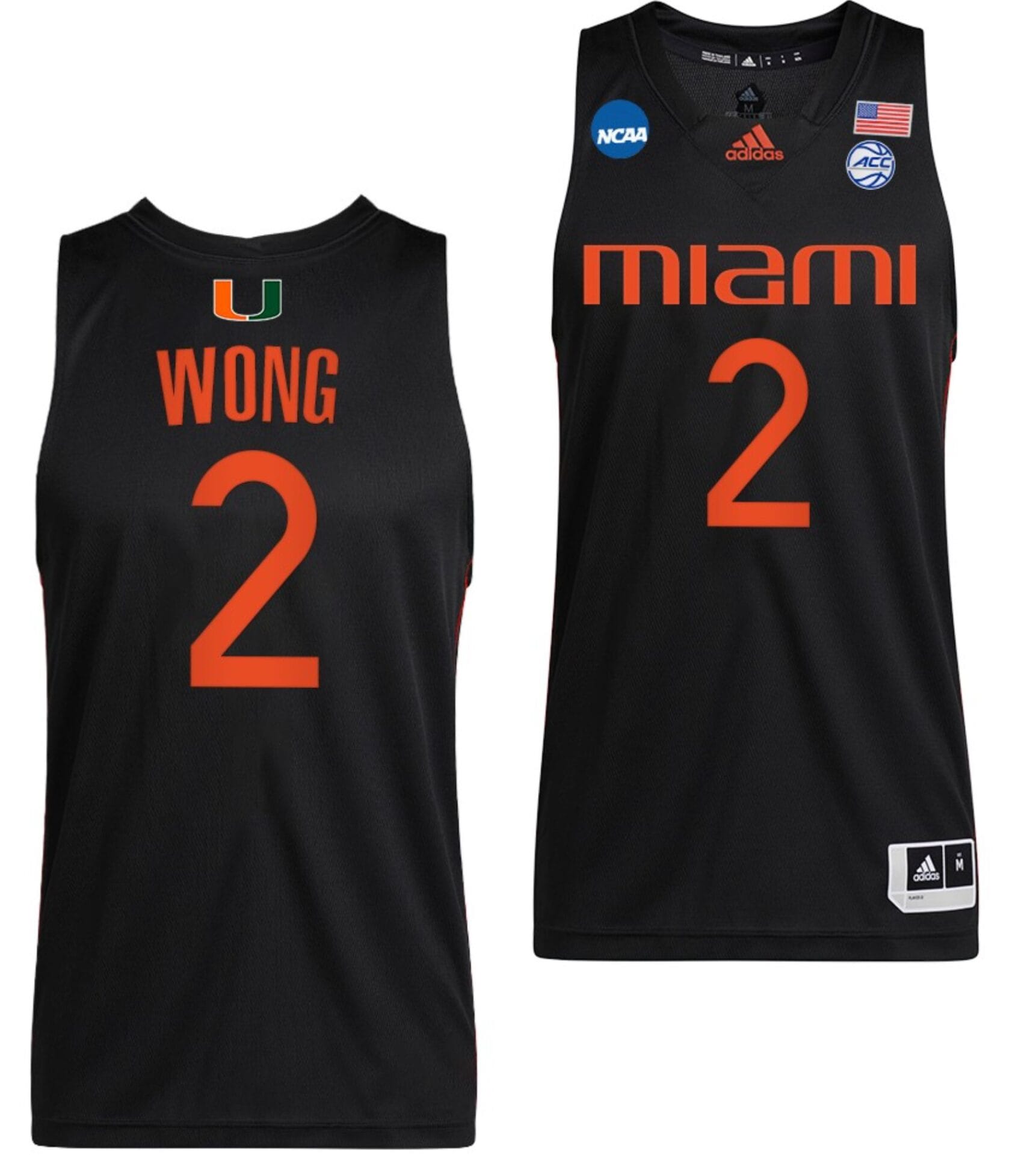 Isaiah Wong Jersey #2 Miami Hurricanes College Basketball 2022 NCAA March Madness Sweet Black