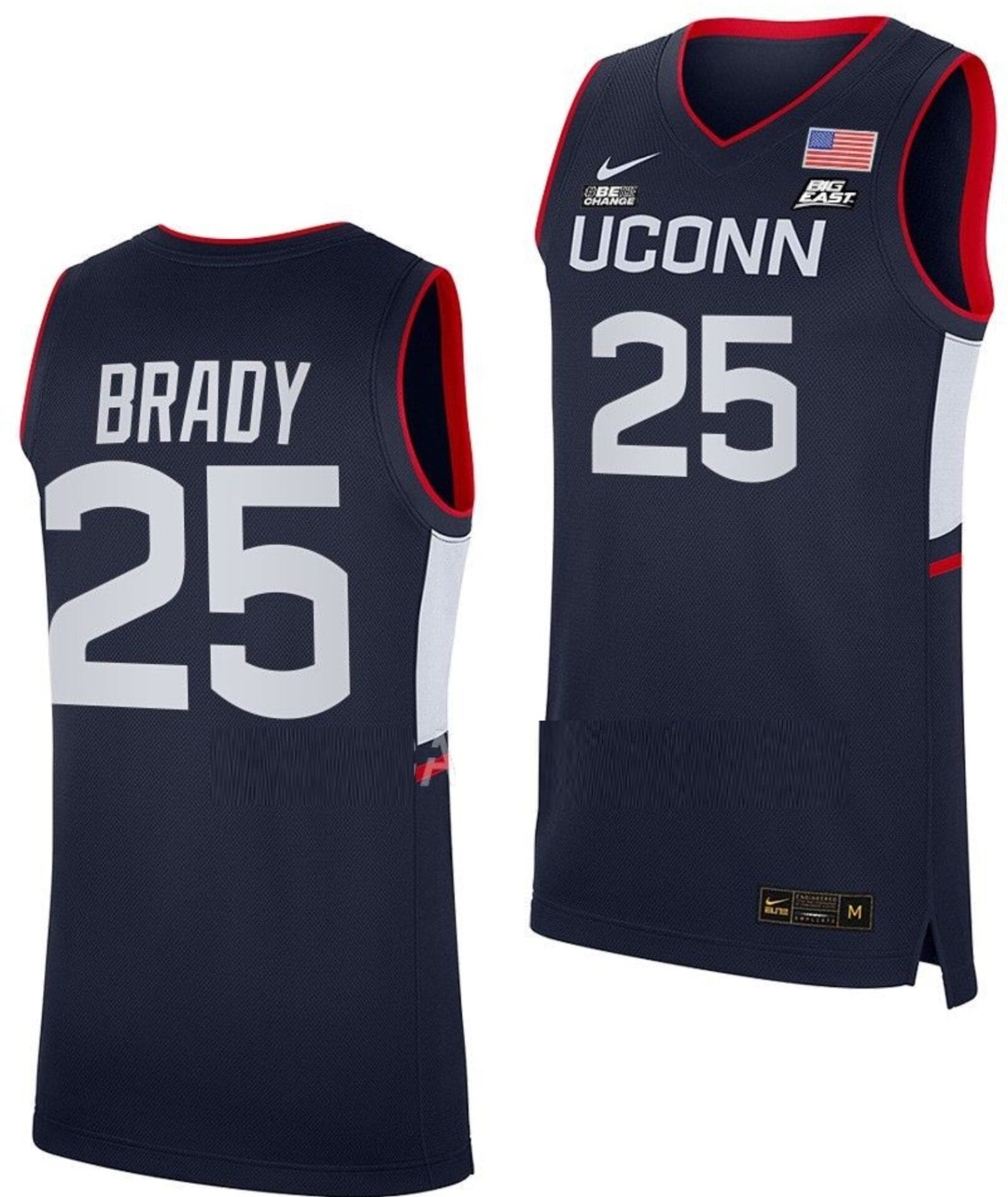 Ice Brady Jersey UConn Huskies College Basketball Navy Replica #25