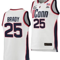 Ice Brady Jersey UConn Huskies College Basketball White Replica #25