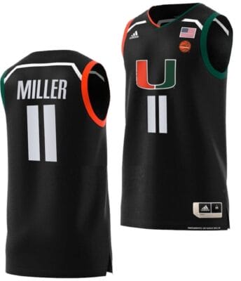 Jordan Miller Jersey Miami Hurricanes College Basketball Swingman Black #11