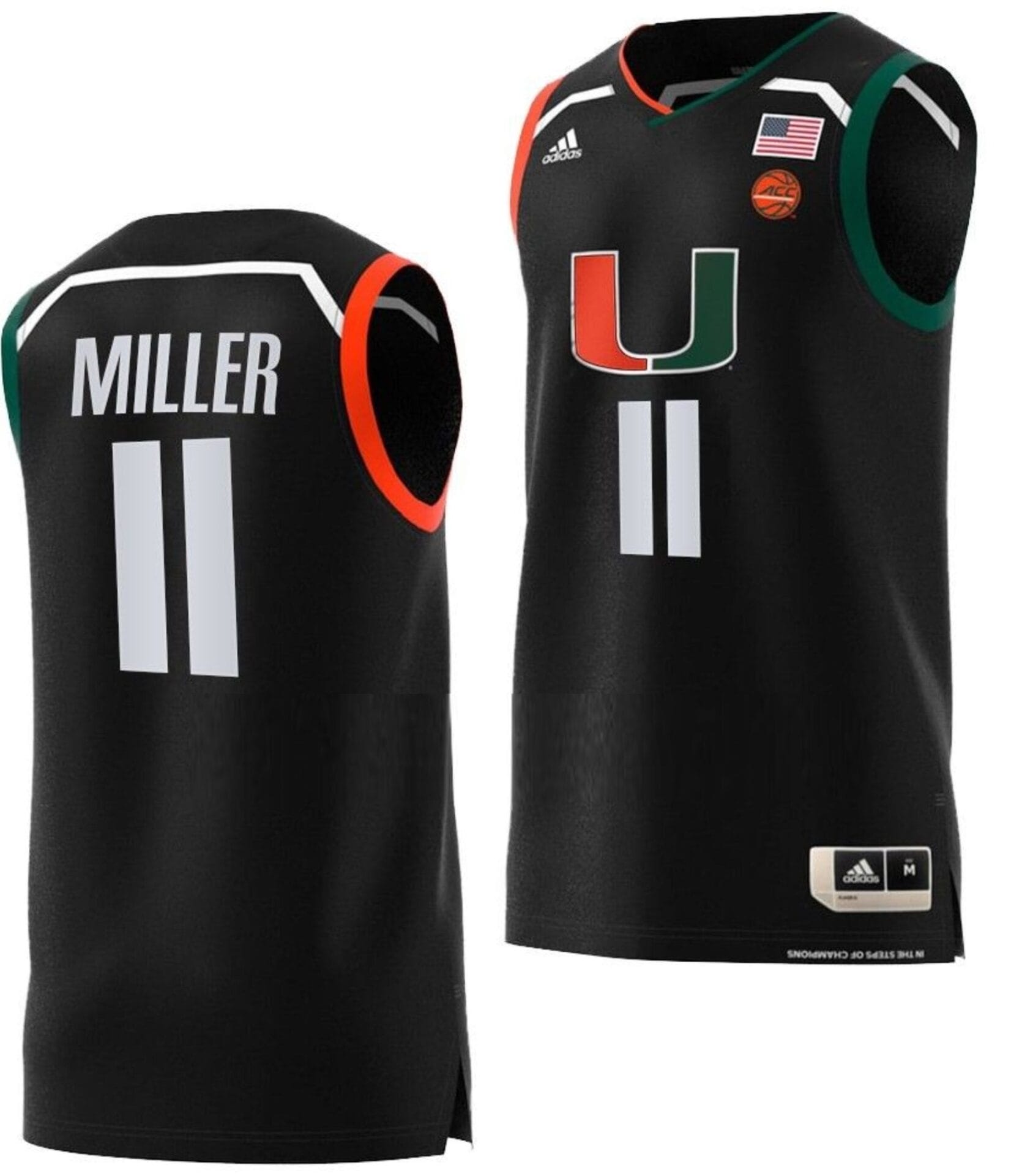 Jordan Miller Jersey Miami Hurricanes College Basketball Swingman Black #11