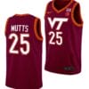 Justyn Mutts Jersey Virginia Tech Hokies College Basketball Swingman Maroon #25