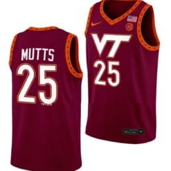 Justyn Mutts Jersey Virginia Tech Hokies College Basketball Swingman Maroon #25