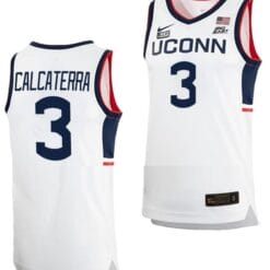 Joey Calcaterra Jersey UConn Huskies College Basketball White Replica #3