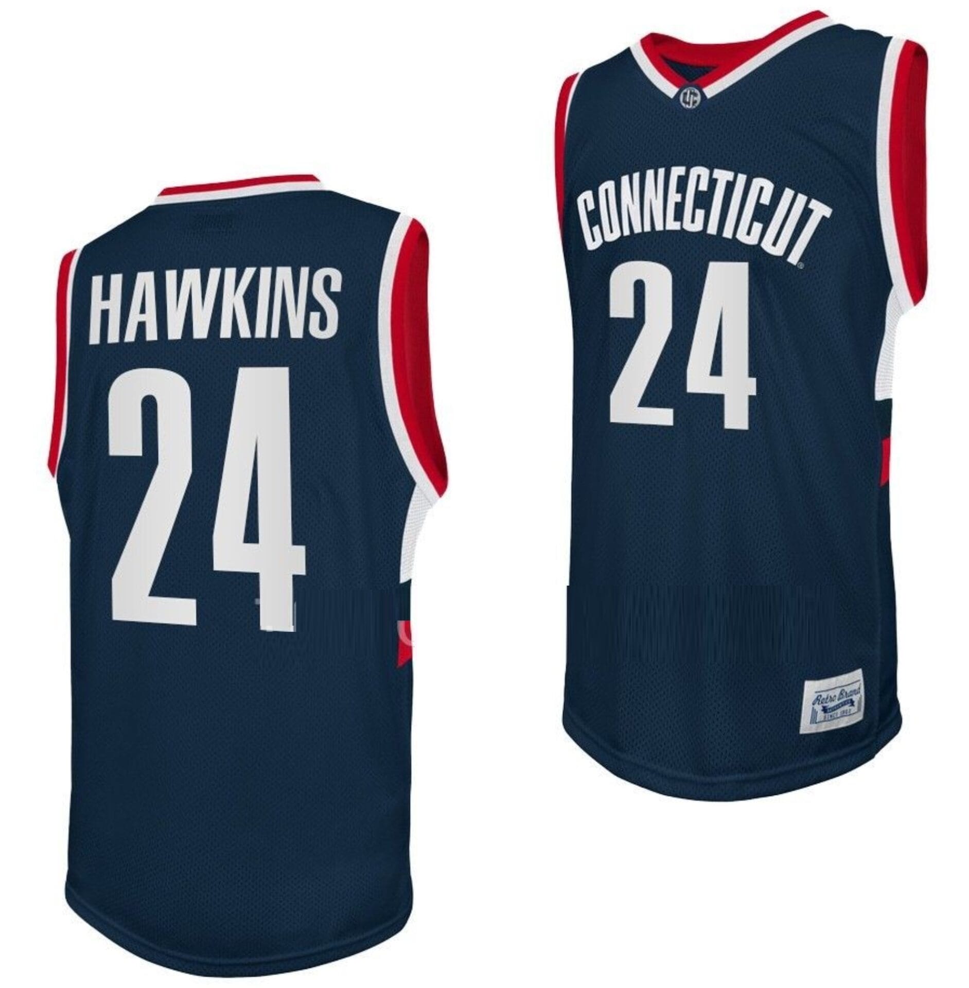 Jordan Hawkins Jersey #24 UConn Huskies College Basketball Navy Retro
