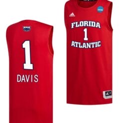Johnell Davis Jersey #1 FAU Owls College Basketball 2023 NCAA March Madness Red