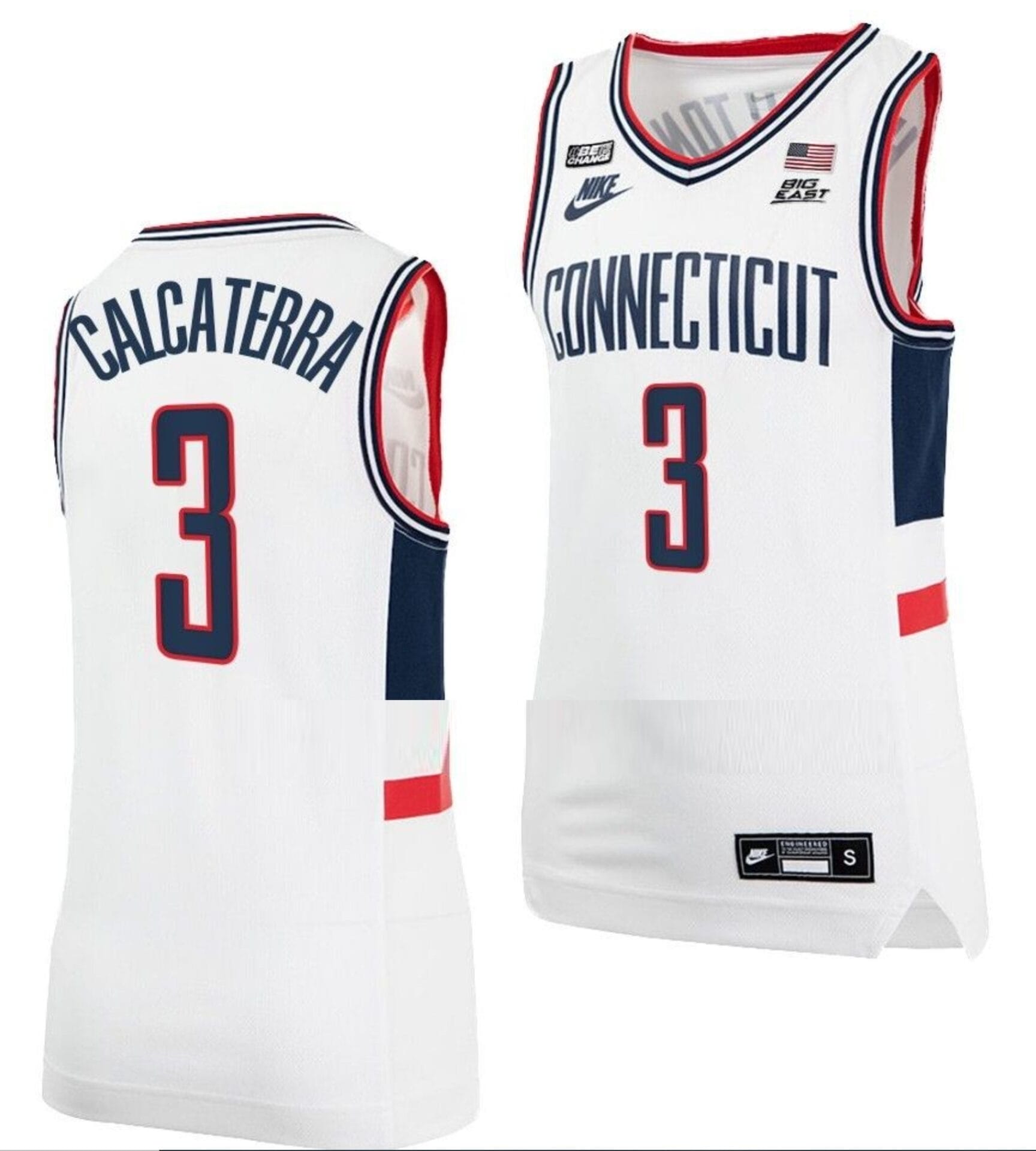 Joey Calcaterra Jersey UConn Huskies College Basketball Alumni White #3