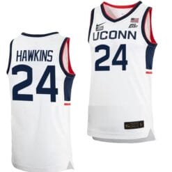 Jordan Hawkins Jersey UConn Huskies College Basketball White Replica #24