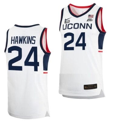Jordan Hawkins Jersey UConn Huskies College Basketball White Replica #24