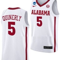 Jahvon Quinerly Jersey #5 Alabama Crimson Tide College Basketball 2023 NCAA March Madness White
