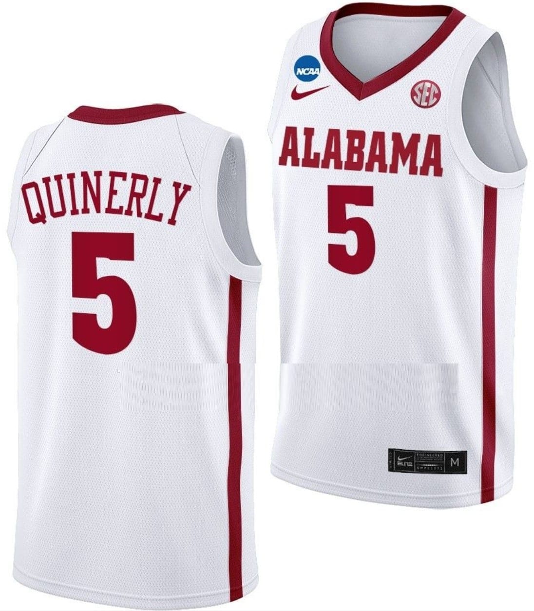 Jahvon Quinerly Jersey #5 Alabama Crimson Tide College Basketball 2023 NCAA March Madness White