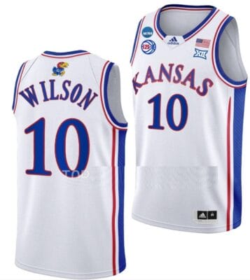 Jalen Wilson Jersey #10 Kansas Jayhawks College Basketball 2023 NCAA March Madness White