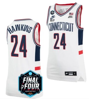 Jordan Hawkins Jersey #24 UConn Huskies 2023 NCAA National Championship March Madness White
