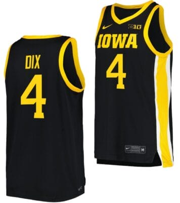 Josh Dix Jersey Iowa Hawkeyes College Basketball Black #4