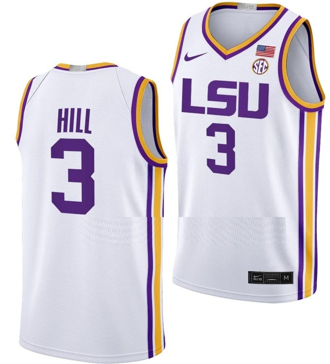 Justice Hill Jersey LSU Tigers College Basketball Limited White #3