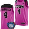 Kylie Feuerbach Jersey #4 Iowa Hawkeyes Basketball 2024 NCAA March Madness Final Four Pink