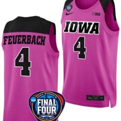 Kylie Feuerbach Jersey #4 Iowa Hawkeyes Basketball 2024 NCAA March Madness Final Four Pink