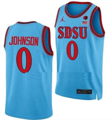 Keshad Johnson Jersey #0 San Diego State Aztecs College Basketball Blue Alternate