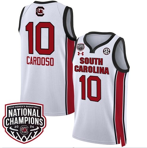 Kamilla Cardoso Jersey #10 South Carolina Gamecocks Basketball 2024 National Champions All Stitched White