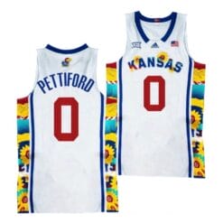 Kansas Jayhawks #0 Bobby Pettiford Jersey 2022 Sunflower Showdown White Basketball Jerseys