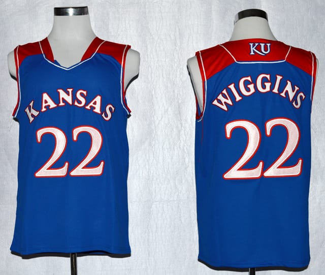 Andrew Wiggins Jersey #22 Kansas Jayhawks NCAA Basketball Royal Blue