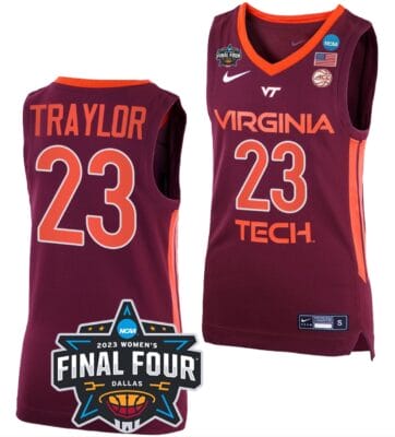 Kayana Traylor Jersey Virginia Tech Hokies College Basketball 2023 NCAA Final Four Maroon #23