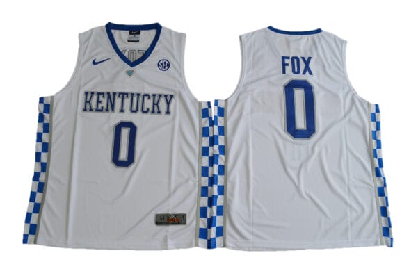 DeAaron Fox Jersey #0 Kentucky Wildcats NCAA Basketball White